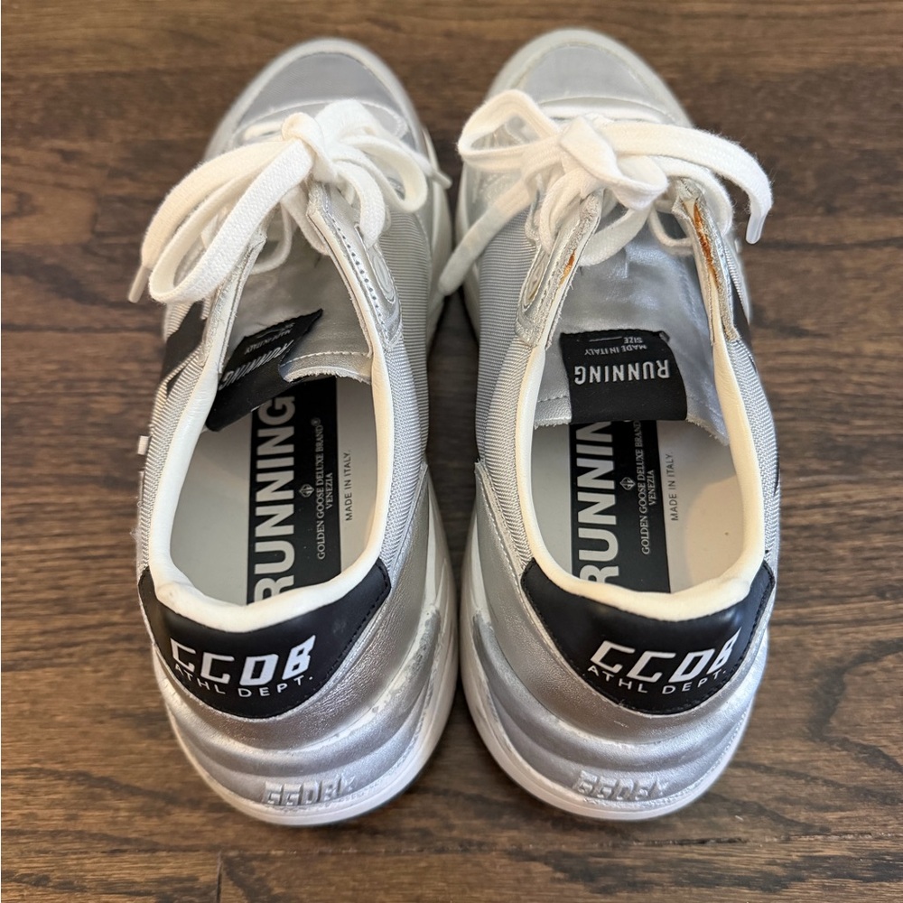 Golden Goose White Silver Gray Running Sneakers